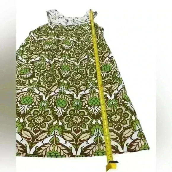 Milly Cotton Green Brown Floral Flower Print Pattern Sleeveless Sheath Dress 6 - Picture 5 of 10